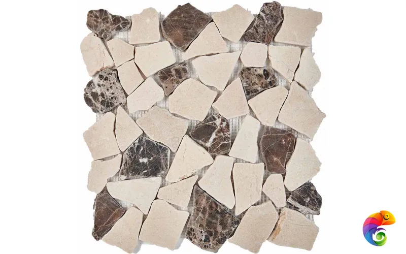 PIX 262 Cream marfil, Dark Imperador, чип произвольный, сетка 305х305x6 мм, Матовая Pixmosaic