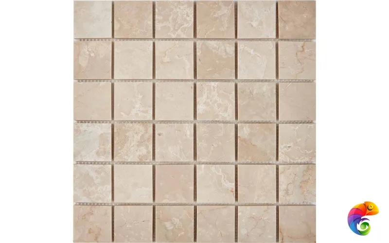 PIX 233 Cream marfil, чип 48x48 мм, сетка 305х305x6 мм, Полированная Pixmosaic