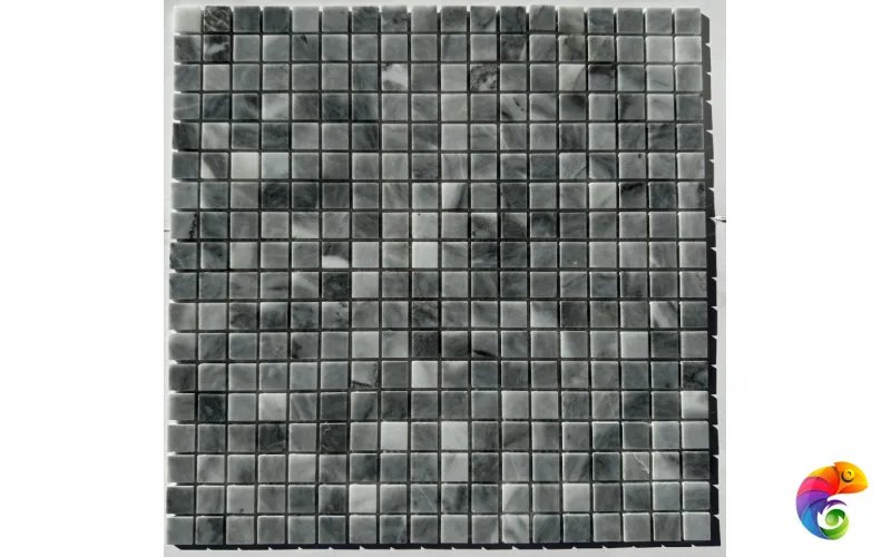 PIX 334 Ice Grey, чип 15х15 мм, сетка 305х305х4 мм, Полированная Pixmosaic