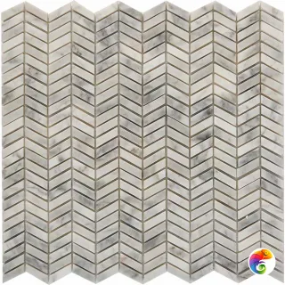 PIX 290 Bianco carrara, чип 27x10 мм, сетка 298х307x8 мм, Полированная