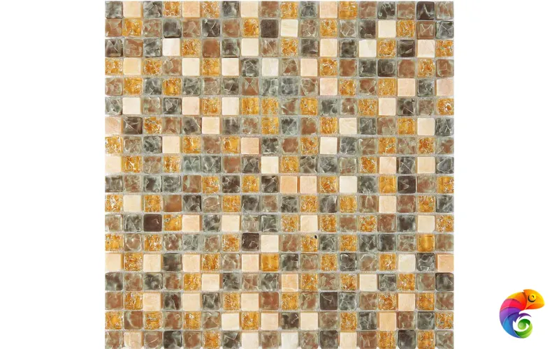 PIX704 из оникса и стекла, чип 15x15 мм, сетка 300х300x8 мм Pixmosaic