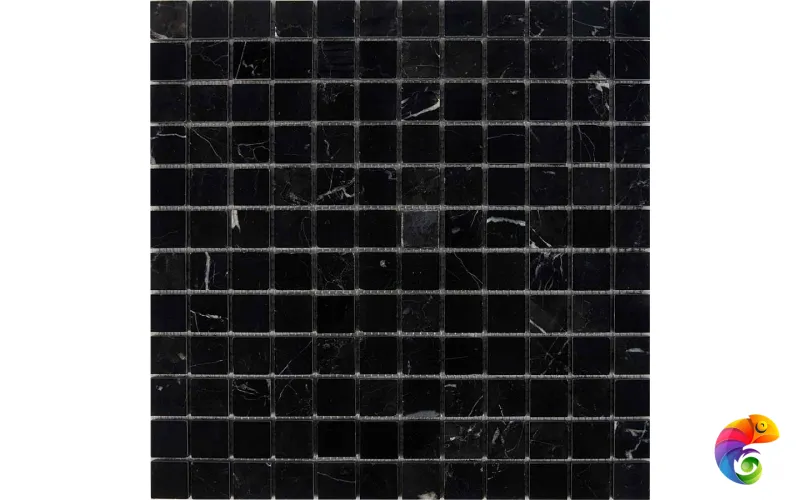 PIX 245 Nero Marquna, чип 23х23 мм, сетка 305х305х6 мм, Полированная Pixmosaic