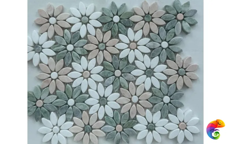 PIX 351 Thite,Jet Green,Pink Rose, чип произвольный, сетка 325х290x8 мм, Матовая Pixmosaic