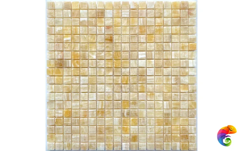 PIX 305 Honey onyx, чип 15x15 мм, сетка 305х305x8 мм, Полированная Pixmosaic