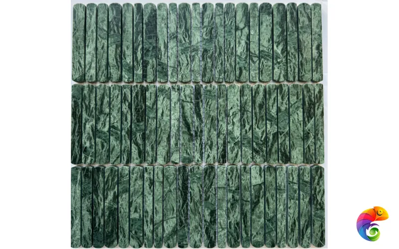 PIX 356 Spider Green, чип 10/12/15*100 мм, сетка 300х305x8 мм, Полированная Pixmosaic