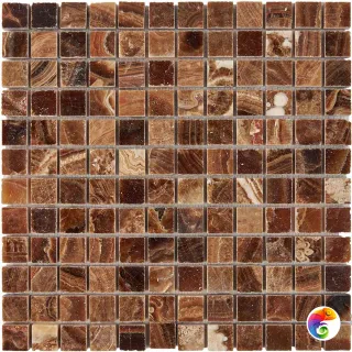 PIX 206 Caramel onyx, чип 23x23 мм, сетка 305х305x8 мм, Полированная