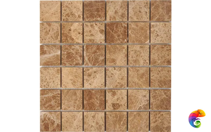 PIX 223 Light Emperador, чип 48x48 мм, сетка 305х305x6 мм, Полированная Pixmosaic