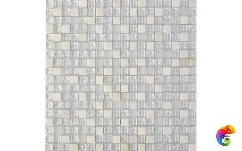 PIX715 из мрамора и стекла, чип 15x15 мм, сетка 300х300x8 мм Pixmosaic