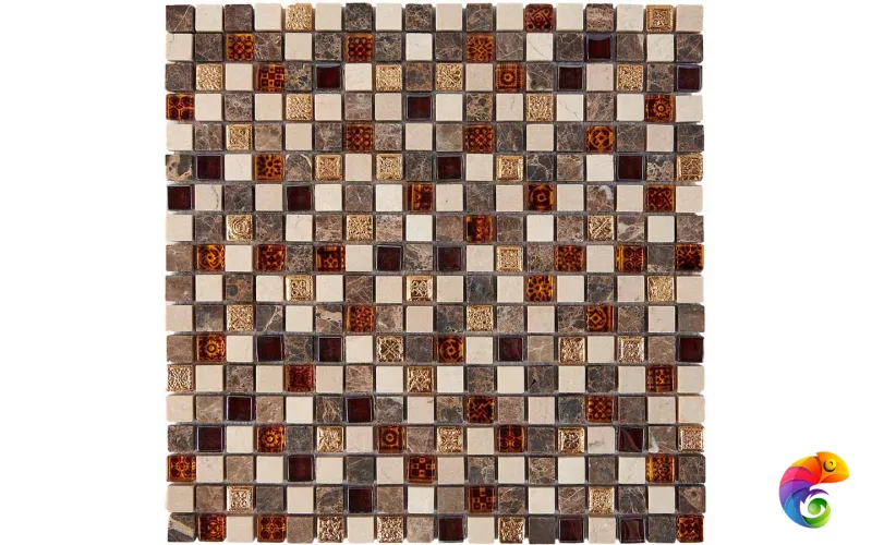 PIX721 из мрамора и стекла, чип 15x15 мм, сетка 300х300x8 мм Pixmosaic