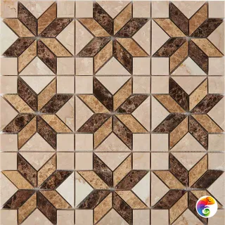 PIX 286 Botticino, Dark, Light Emperador, чип 23x23 мм, сетка 298х298x6 мм, Полированная
