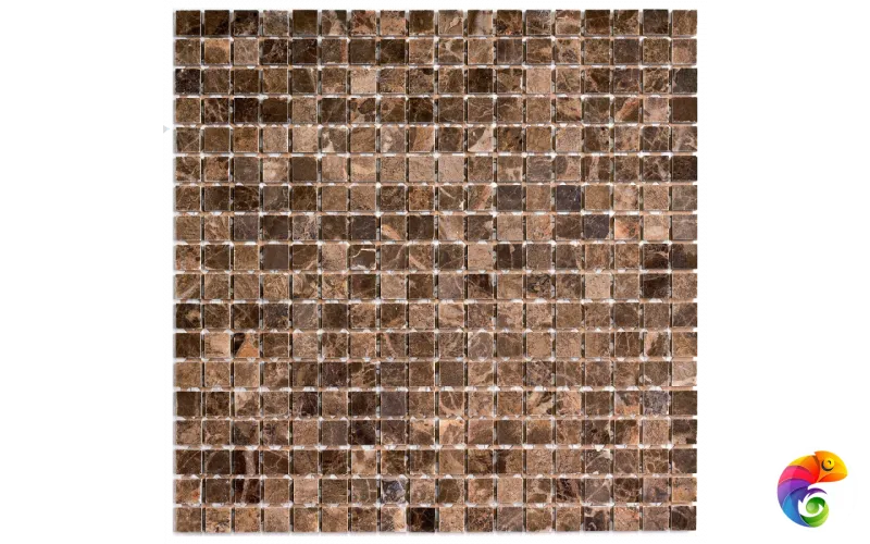 PIX 304 Dark Emperador, чип 15x15 мм, сетка 305х305x4 мм, Полированная Pixmosaic