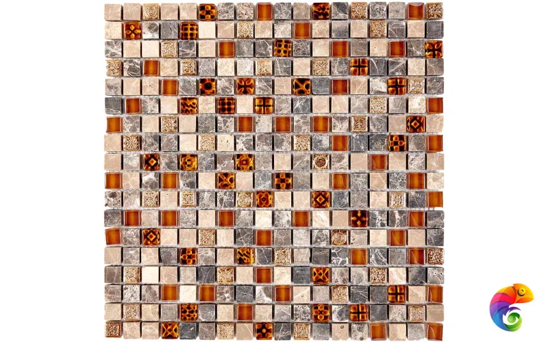 PIX720 из мрамора и стекла, чип 15x15 мм, сетка 300х300x8 мм Pixmosaic