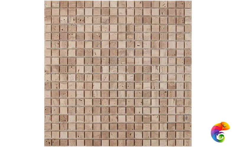 PIX 259 Travertine, чип 15х15 мм, сетка 305х305х4 мм, Матовая Pixmosaic