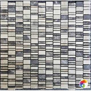 PIX 319 Cream Nova,Dark Emperador,Light Emperador, чип произвольный, сетка 310х307х6 мм, Матовая