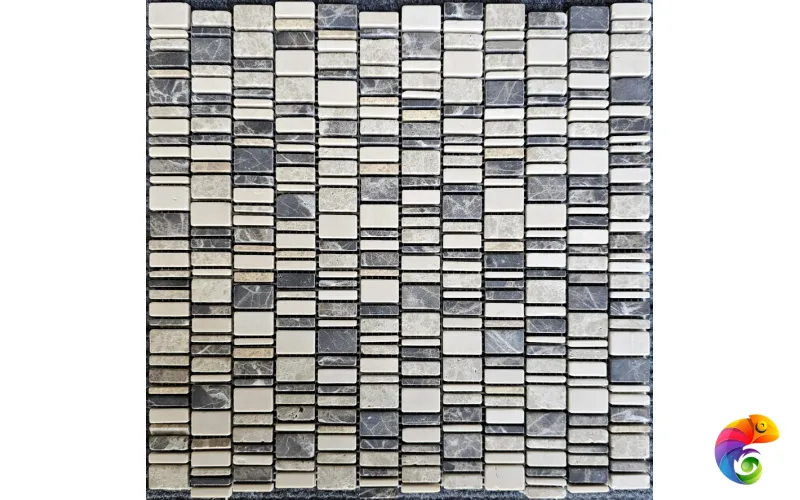PIX 319 Cream Nova,Dark Emperador,Light Emperador, чип произвольный, сетка 310х307х6 мм, Матовая Pixmosaic