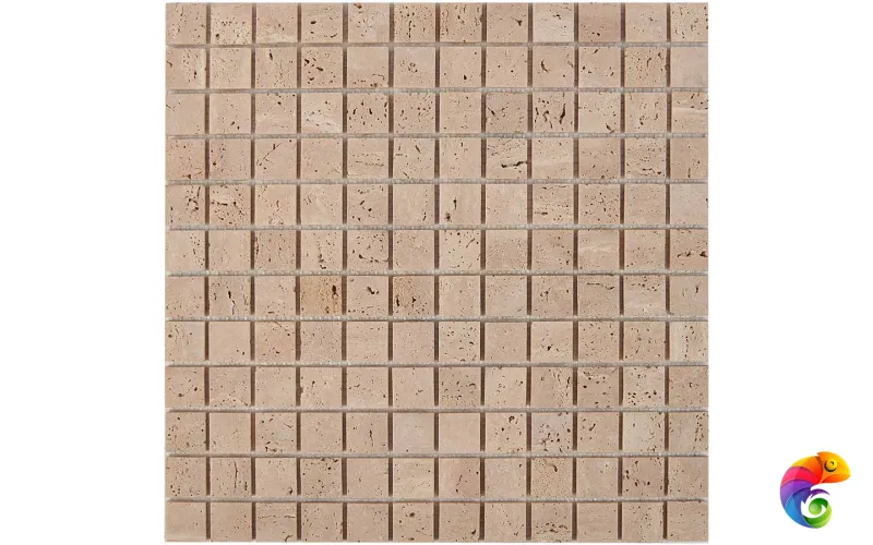 PIX 258 Travertine, чип 23х23 мм, сетка 305х305х4 мм, Матовая Pixmosaic