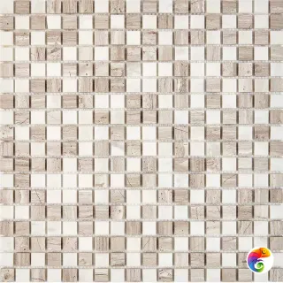 PIX 280 White Wooden, Dolomiti Bianco, чип 15x15 мм, сетка 305х305x4 мм, Полированная