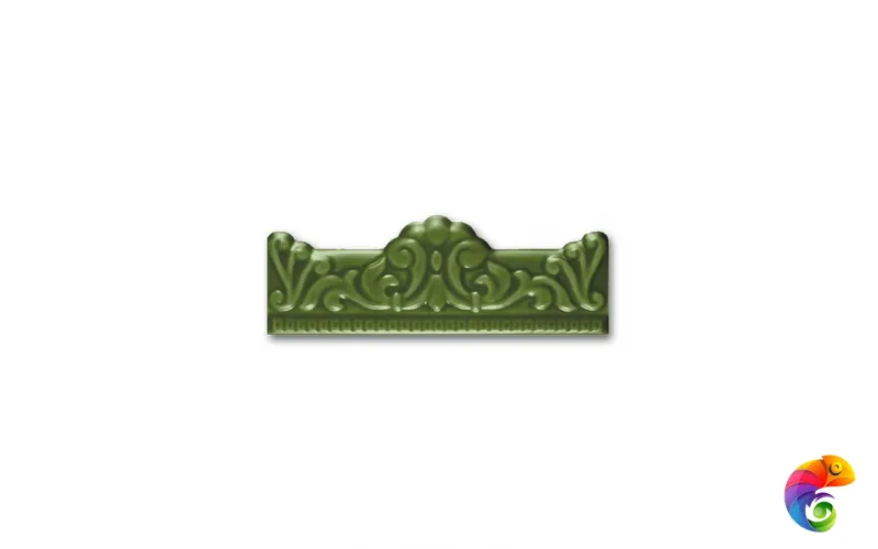 Керамическая плитка Ceramica Ribesalbes Zocalo Moldura Barroca Verde 5x20