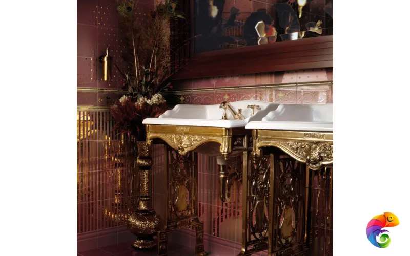 Керамическая плитка Petrachers Grand Elegance Giglio Oro Su Bordeaux Luc 20x20