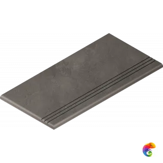 Italon Керамогранитная ступень Millennium X2 Gradino Round SX Black 30x60 Grip