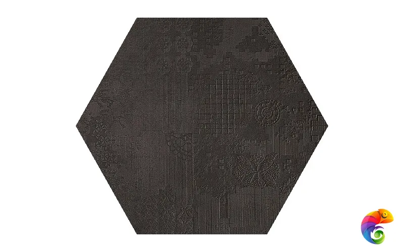 Керамогранит Mutina Dechirer Esagona Decor Nero Matt 120x120