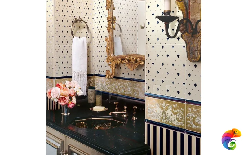Керамическая плитка Petrachers Grand Elegance Giglio Blu Su Crema 20x20