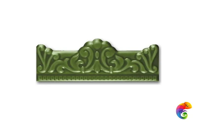 Керамическая плитка Ceramica Ribesalbes Zocalo Moldura Barroca Verde 5x20