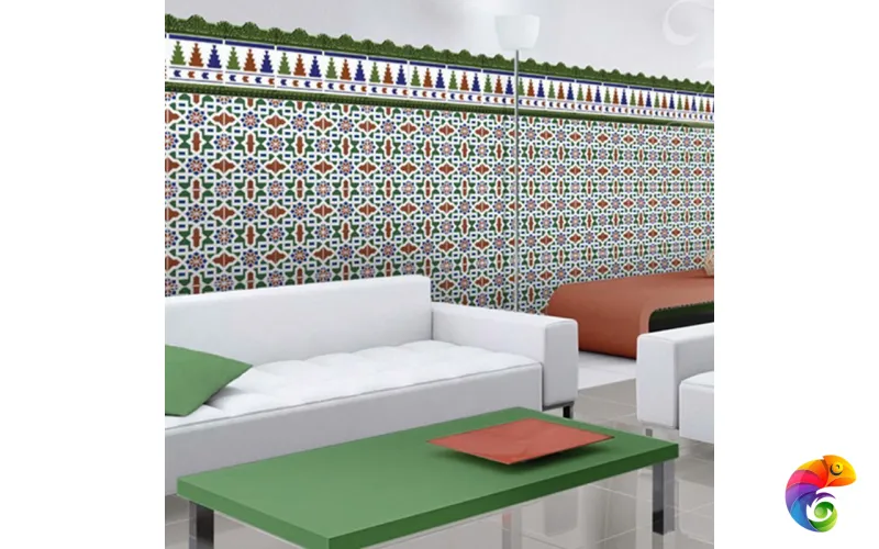 Керамическая плитка Ceramica Ribesalbes Zocalo Moldura Barroca Verde 5x20