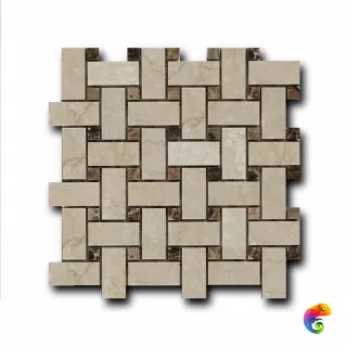 Мозаика ART NATURA Marble Mosaic Basket Weave (Botticino Fiorito + Dark Imperador) 30,5x30,5