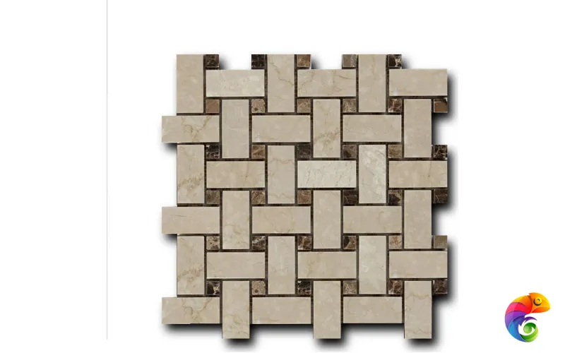 Мозаика ART NATURA Marble Mosaic Basket Weave (Botticino Fiorito + Dark Imperador) 30,5x30,5