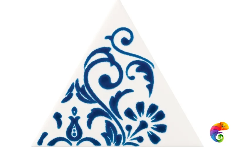 Керамическая плитка Petracers Triangolo Ricciolo Blu Su Bianco 17x17