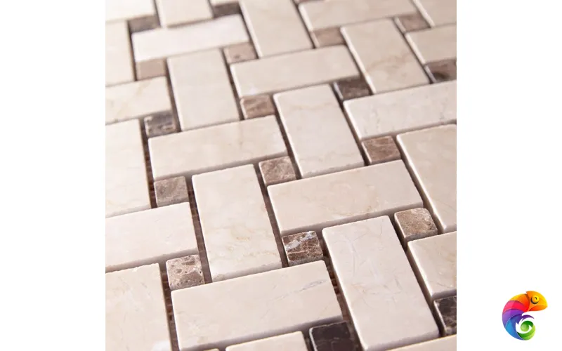 Мозаика ART NATURA Marble Mosaic Basket Weave (Botticino Fiorito + Dark Imperador) 30,5x30,5