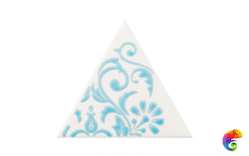 Керамическая плитка Petracers Triangolo Ricciolo Azzurro Su Bianco 17x17