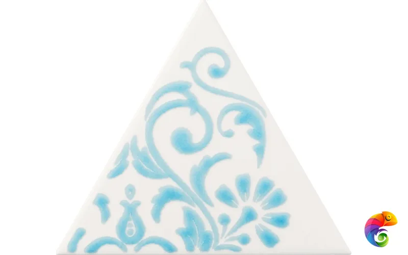 Керамическая плитка Petracers Triangolo Ricciolo Azzurro Su Bianco 17x17