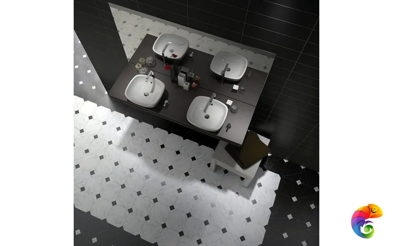 Керамогранит Equipe Octagon Taco Mat Negro Mat 4,6x4,6