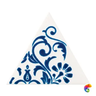 Керамическая плитка Petracers Triangolo Ricciolo Blu Su Bianco 17x17