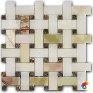 Мозаика ART NATURA  из натурального камня 30x60/15x15 Marble Mosaic Basket Weave Verde/Rain 305x305
