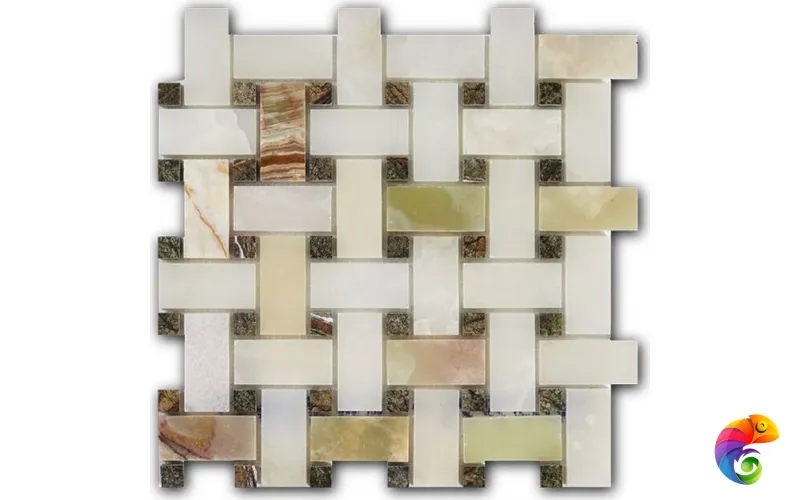Мозаика ART NATURA  из натурального камня 30x60/15x15 Marble Mosaic Basket Weave Verde/Rain 305x305