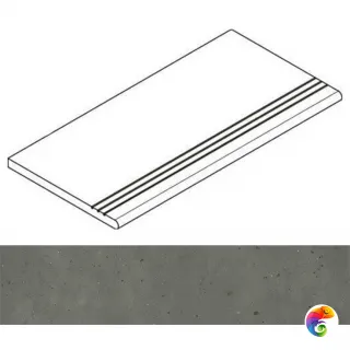 Italon Керамогранит Avantgarde x2 Black Gradino Round Grip 30x120 Dx
