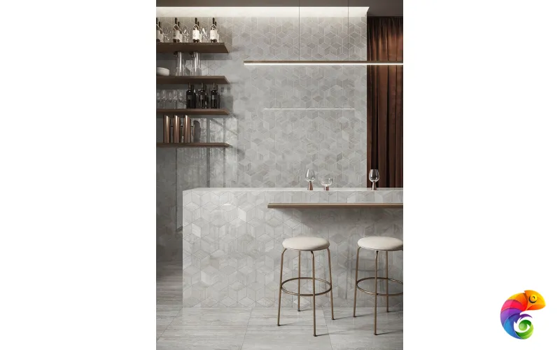 Refin Керамогранит Prestigio Travertino Grigio 75x75x0,9 Lucido Rt