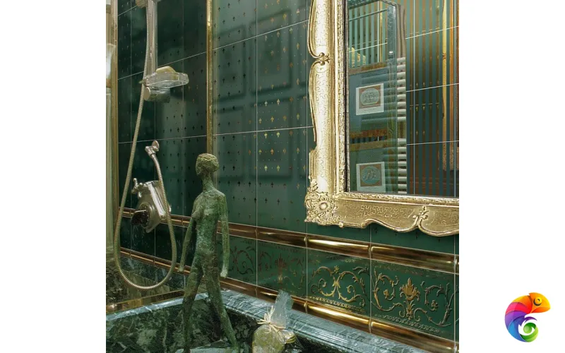 Керамическая плитка Petrachers Grand Elegance Gold Giglio Oro Su Verde Luc 20x20
