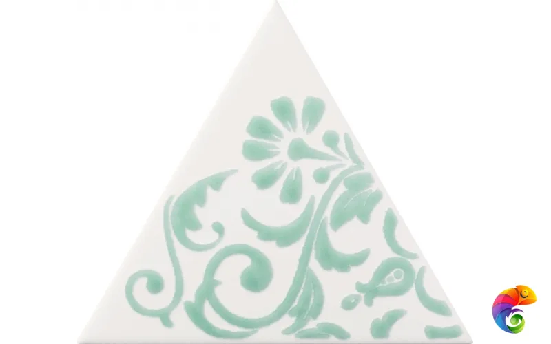 Керамическая плитка Petracers Triangolo Ricciolo Verde Su Bianco 17x17