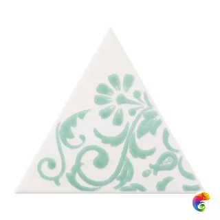 Керамическая плитка Petracers Triangolo Ricciolo Verde Su Bianco 17x17