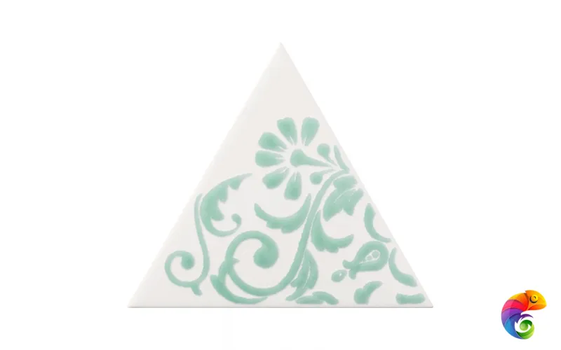 Керамическая плитка Petracers Triangolo Ricciolo Verde Su Bianco 17x17