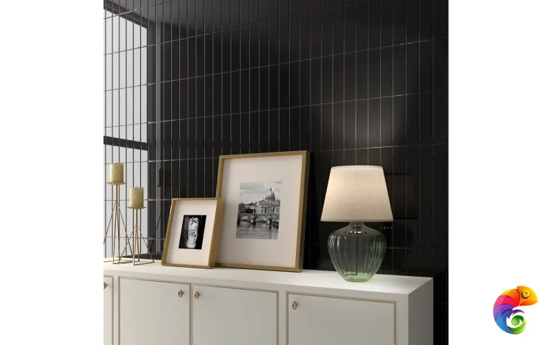 Плитка Equipe Costa Nova Black Glossy 5x20 см