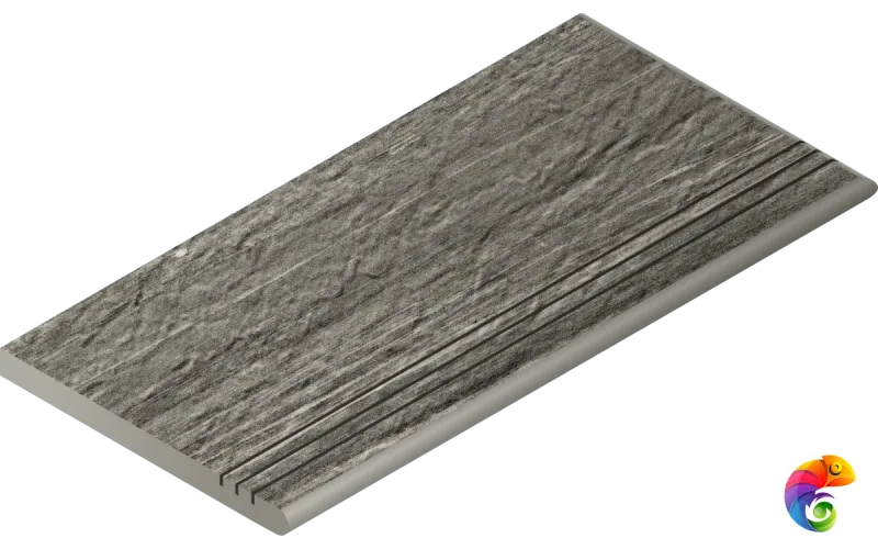 Italon Керамогранитная ступень Skyfall X2 Gradino Round DX Grigio 30x60 Grip