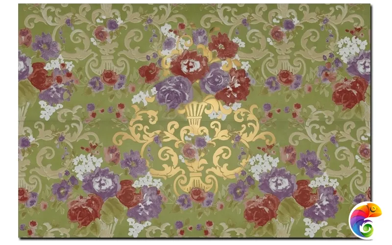 Керамическая плитка Petrachers Primavera Romana Fioritura Oro Su Verde Luc 65x97,7