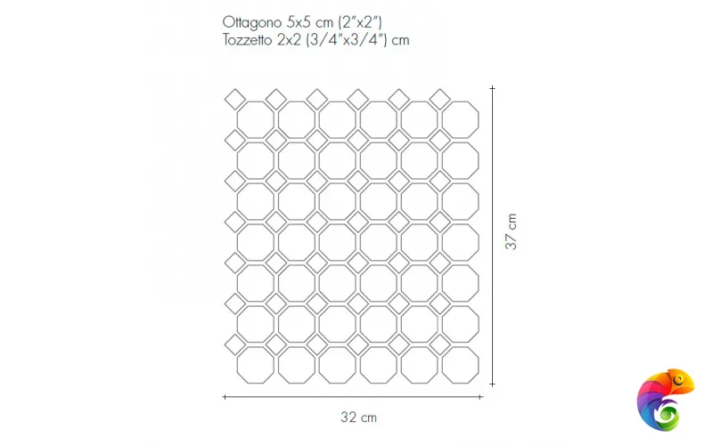Керамогранит Etruria Design XXS Ottagono 5 Su Rete Ottagono E Tozzetto Avorio 32x37