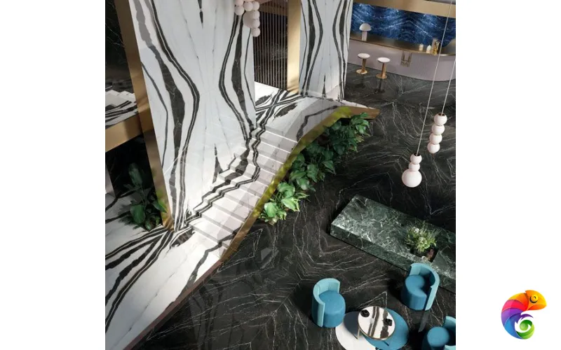 Керамогранит Infinity Marble Panda White Lucido Bookmatch 160x320x12