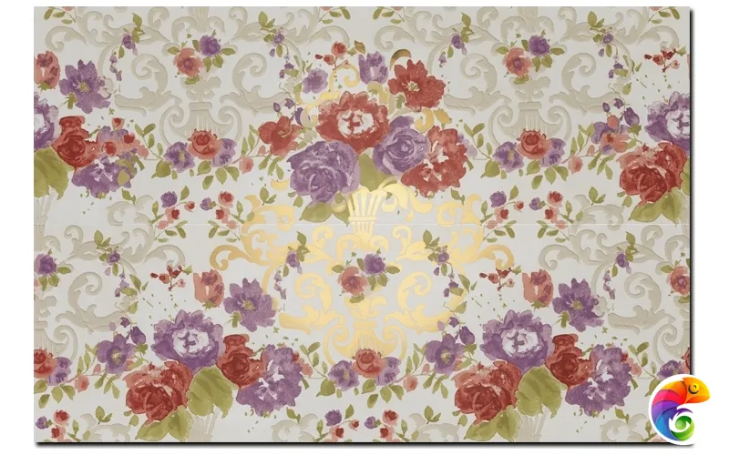 Керамическая плитка Petrachers Primavera Romana Fioritura Oro Su Bianco Luc 65x97,7